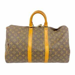 LOUIS VUITTON Brown Monogram Keepall 45 Boston Bag